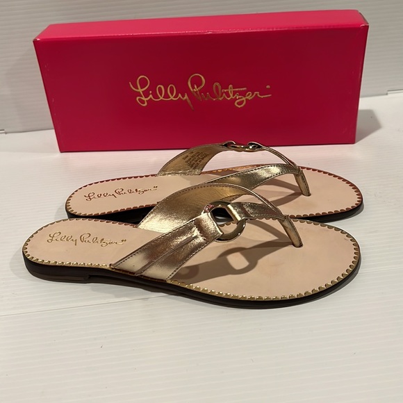 Lilly Pulitzer Gold Metallic Sandals - Size  7M - NWT - Picture 2 of 10